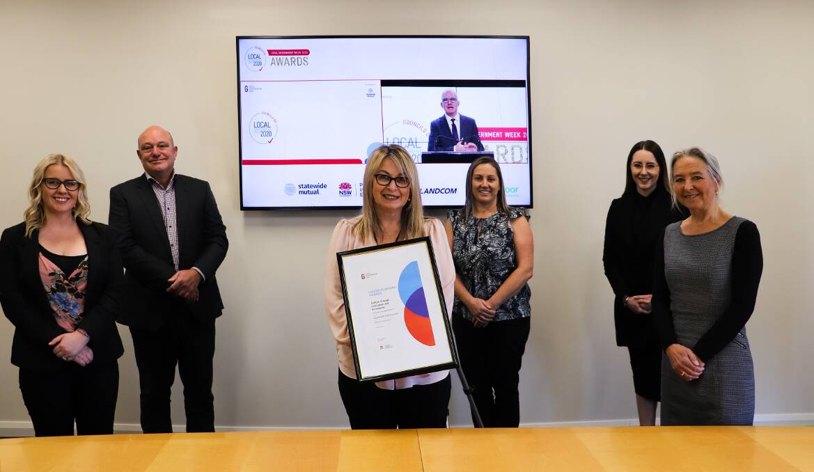 RECOGNITION: Cessnock City Council staff Lauren Murphy, Martin Johnson, Roslyn Ashton, Sandra Richardson, Paige Hawkins and Lotta Jackson after the Local Government Week online awards ceremony on Thursday.