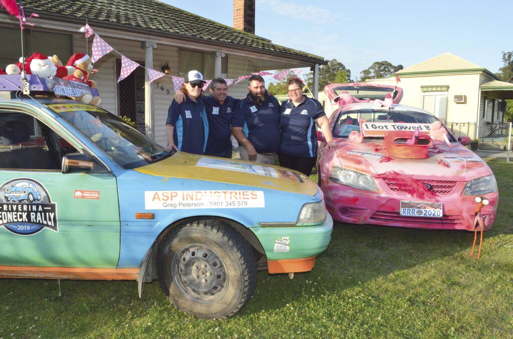 WIN-WIN: Nadine Webster, Shane East, Daniel Schofield and Rachel Schofield are taking part in the Riverina Redneck Rally for Country Hope, and will hold a garage sale at 169 Northcote Street, Kurri Kurri this weekend to raise funds.