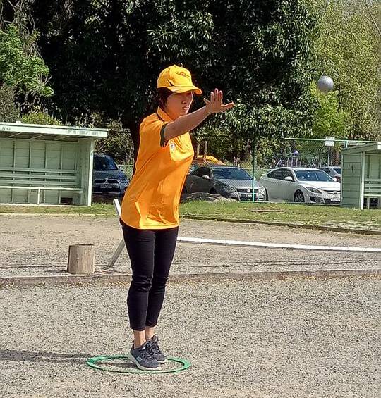 TECHNIQUE: Australian petanque representative Haejung Jang in action.