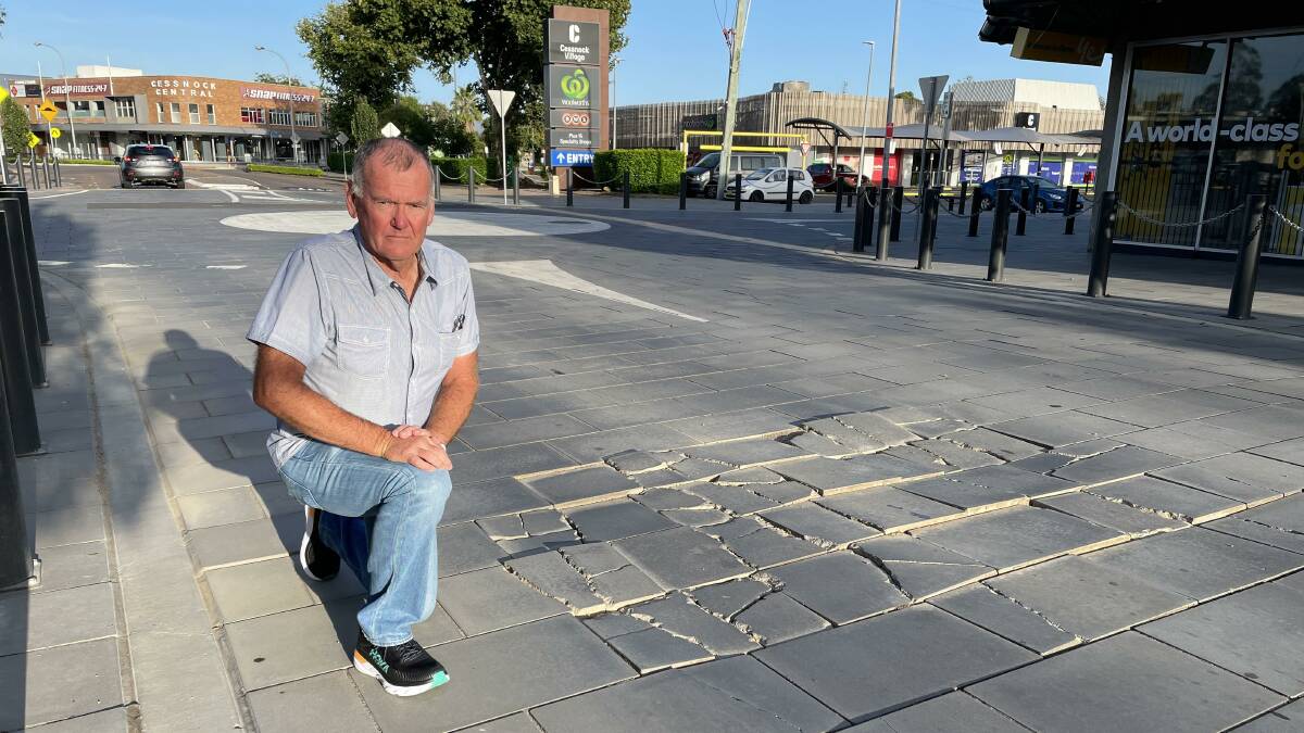 'FAILED MISERABLY': Cessnock councillor Ian Olsen, pictured in Cooper Street in February when he called for the report into the CBD upgrade project.