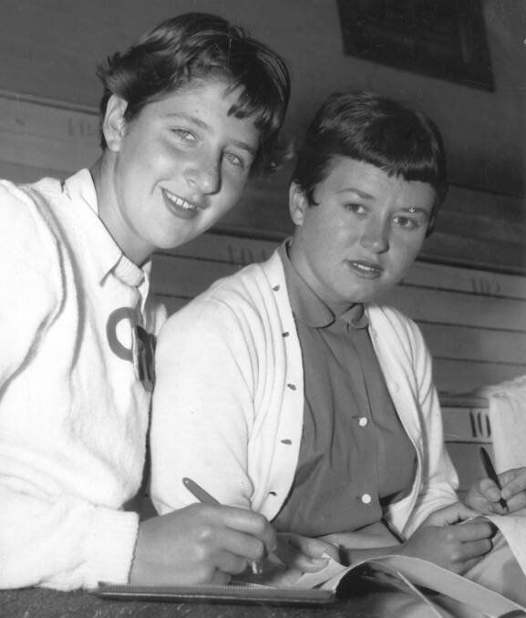 TEAMMATES: Janice Fogg (right) with legendary Australian swimmer Dawn Fraser. The pair were members of the 1956 Australian Olympic squad.