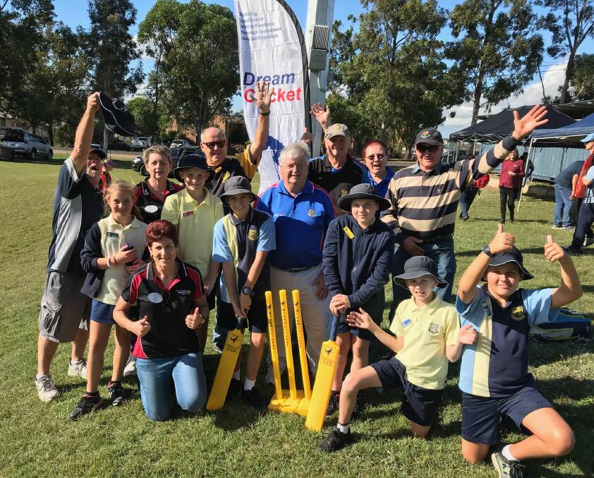 SPORTING DREAMS COME TRUE: Local children and Rotarians at the Rotary Dream Cricket gala day at Kurri Kurri Sportsground on Wednesday. Picture: supplied