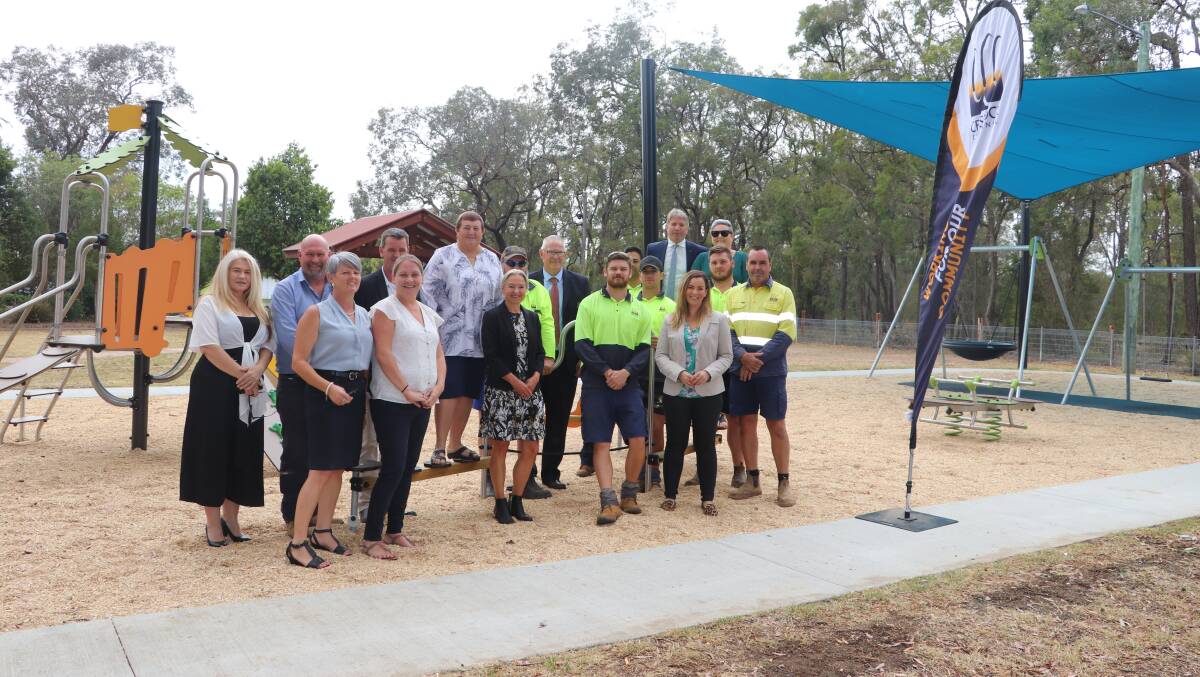 UPGRADE COMPLETE: Cessnock City Council staff and councillors at the opening of the new playspace at Jeffries Park, Abermain.