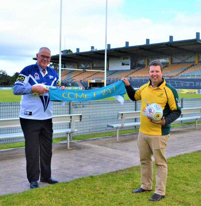 COME PLAY: Cessnock mayor Bob Pynsent and councillor Jay Suvaal encourage sporting teams to consider Cessnock as a home base if they need to relocate. Picture: Krystal Sellars