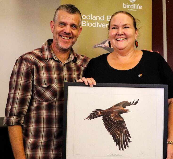 COLLABORATION: Hunter Bird Observers Club vice-president and BirdLife Australia woodland bird program manager Mick Roderick with Mindaribba Local Aboriginal Land Council CEO Tara Dever at the launch.