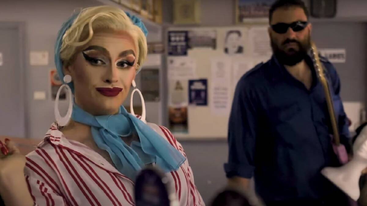 FUN: Melbourne drag queen Viktoria Bitter stars in William Crighton's 'This Is Magic' video, which was filmed at Bellbird Park Bowling Club.