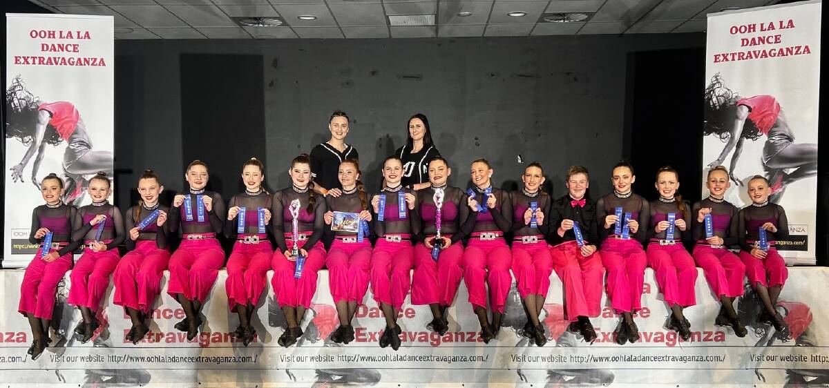 The MJ's Dance Studio squad at the Ooh La La Dance Extravaganza in Bathurst, where they qualified for the Showcase national championships.