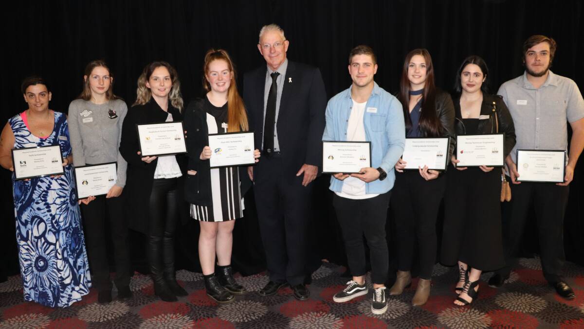 BOOST: 2018 Mayoral Academic Scholarship recipients, pictured with Cessnock mayor Bob Pynsent, at the presentation at Cessnock Performing Arts Centre.
