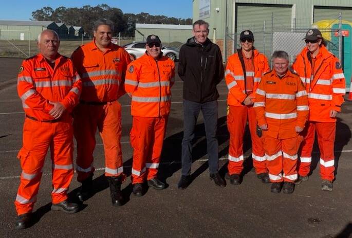 GRATITUDE: NSW Premier Dominic Perrottet met with SES volunteers at the Cessnock Airport base on July 8, 2022. Picture: NSW SES - Cessnock City Unit (Facebook)