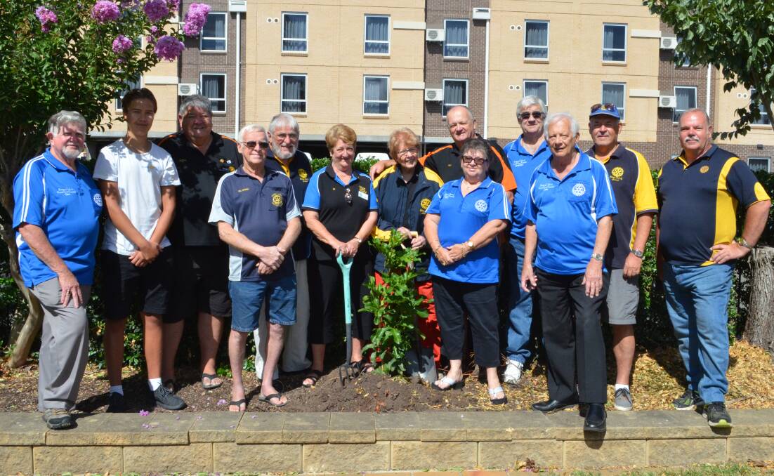 GREEN INITIATIVE: Rotarians from the Cessnock, Kurri Kurri and Kurri Kurri Sunrise clubs pictured at the Cessnock Leagues Club park, where a tree was planted on Monday as part of the Rotary initiative.