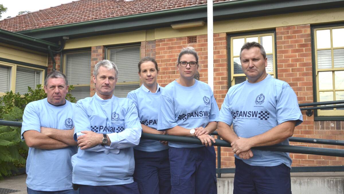 CONCERNS: Police Association of NSW Cessnock branch members Paul Proctor, Michael Steele, Amy Sweeney, Nicole Townsend and Brian Neville.