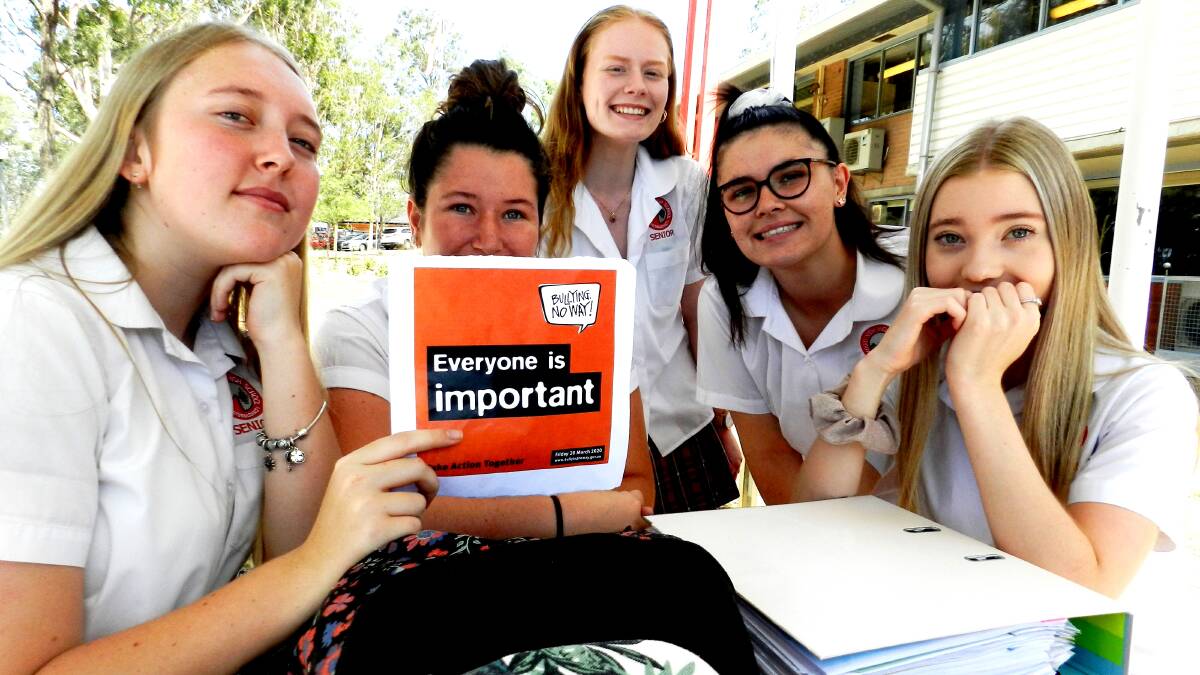 Mount View High School students Ainslie Daniel, Katie Jeffery, Alana Dafter, Rose Lucas and Madalyn Andrew.