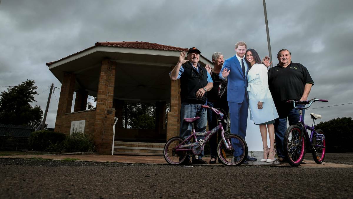 HOPEFUL: Branxton-Greta Memorial Cycleway members Brian Furner, Helen Scott and Brett Wild hope the real Duke and Duchess of Sussex will come to Branxton in October to turn the first sod of the cycleway project. Picture: Marina Neil