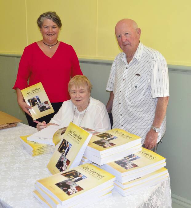 LAUNCH: Paterson MP Meryl Swanson, author Barbara Heaton and former Miners Federation general secretary Barry Swan OAM at the book launch on Friday.
