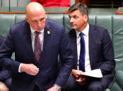 Opposition Leader Peter Dutton and Coalition treasury spokesman Angus Taylor in question time on Thursday. Picture: Elesa Kurtz