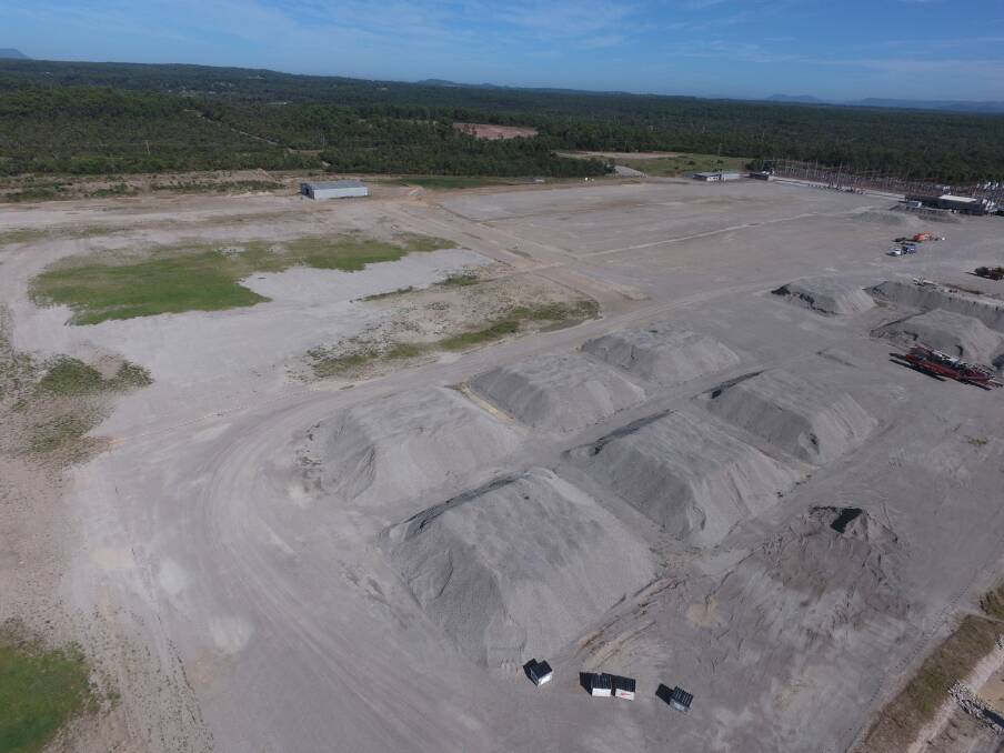 CLEAN SLATE: A recent aerial of the cleared smelter site, with the switchyard connection to the high-voltage grid in the upper right corner. Picture: Hydro Aluminium Kurri Kurri