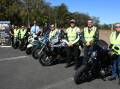 Council, police and motor cycle enthusiasts at the Joe Rider campaign launch - , Chris Dimarco, Daniel Yarroll, Graeme Dunning, Sergeant Dave Coyle, Senior Constable Andrew McNeill, Linda Brook-Franklin, Ron Auld, Adrian Panuccio and Steve Collins. Picture by Scott Calvin.