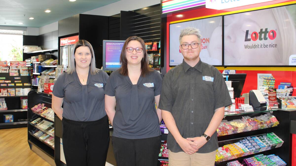 FRIENDLY FACES: Staff at rebranded Cessnock Plaza News & Gifts, from left to right, Katie Ross, manager Sarah Pascoe and Brett King look forward to meeting all your customer needs at the new location in Keene Street, Cessnock.
