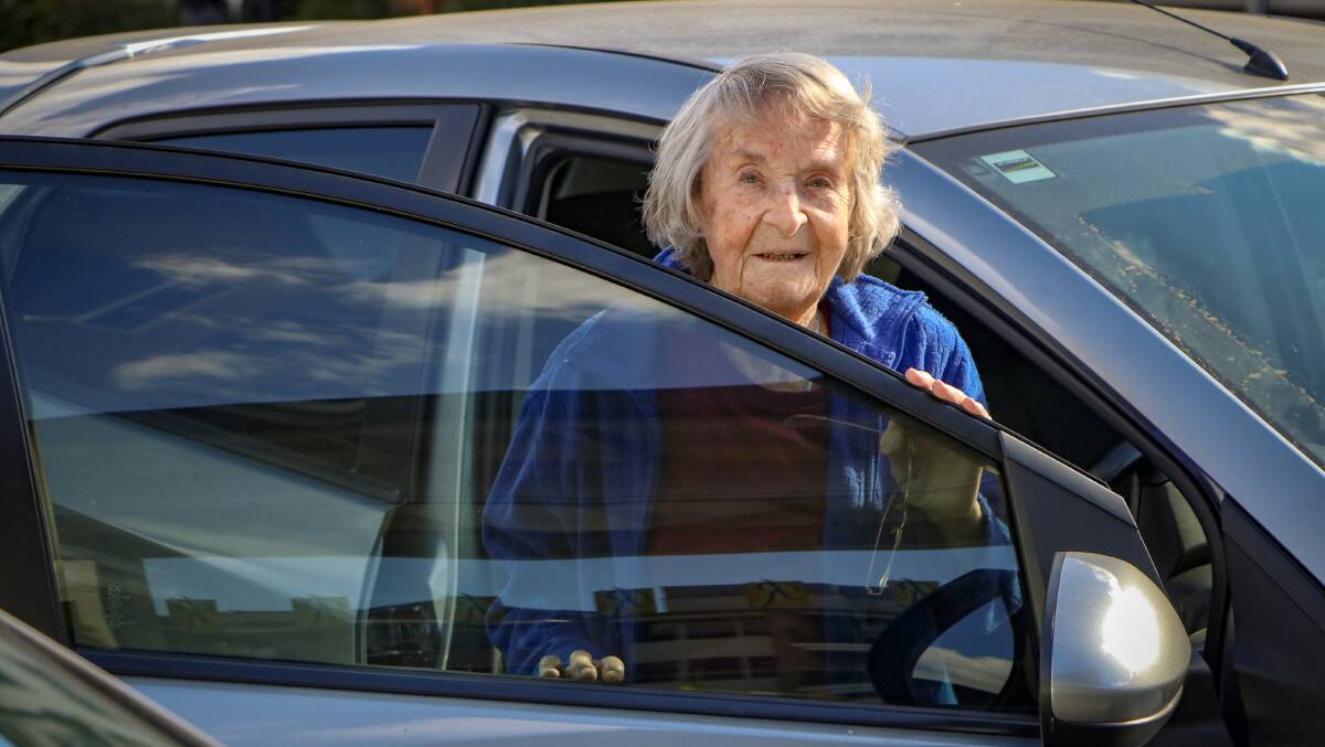 KEEP THE MOTOR RUNNING: At 100 years old, Melbourne resident Joan Winnum, loves nothing more than getting behind the wheel.