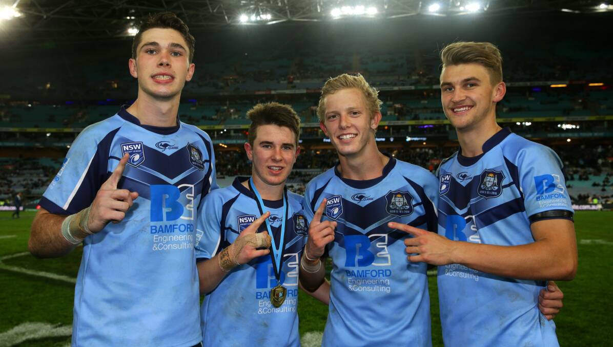 FLASHBACK: Madden, second from left, with Phoenix Crossland, third from left, playing under-16s for NSW.