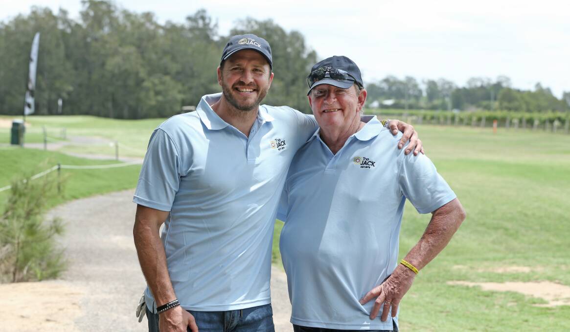 PLANNING AHEAD: Clint Newton and father Jack at Crowne Plaza Hunter Valley. The Jack Newton Celebrity Golf Classic has been cancelled this year due to COVID-19 restrictions. Picture: Marina Neil