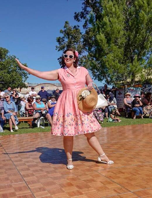 FASHION: Laura Brenner finished third in the Miss Modern Day category of the best dressed competition at Kurri Kurri Nostalgia Festival.