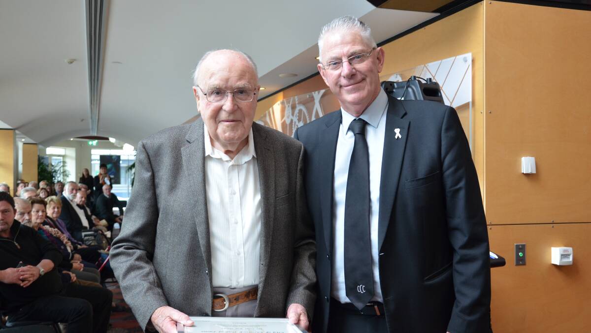INDUCTED: Bill Hicks, pictured with mayor Bob Pynsent, was one of two people most recently added to the Cessnock Hall of Fame in 2017.