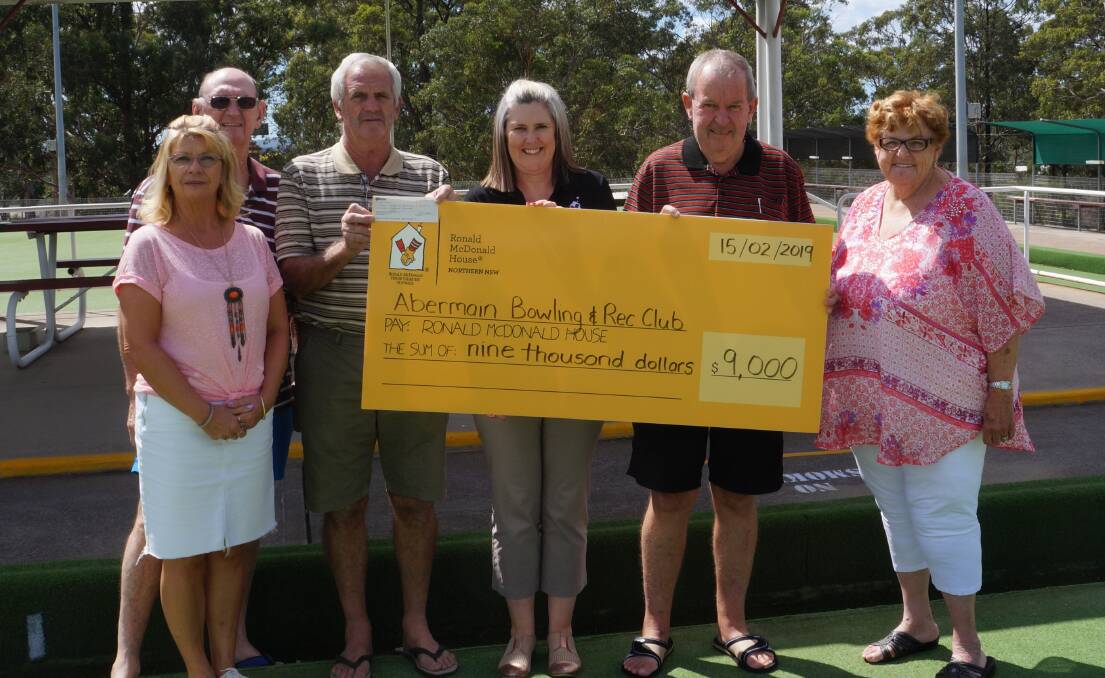 FUNDRAISER: Representatives of Abermain Bowling Club and Ronald McDonald House at the cheque handover. Picture: Casey Thatcher