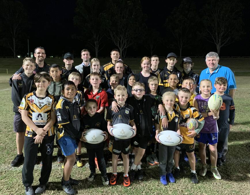 DONATION: Cessnock Lodge members with Cessnock Junior Rugby League under 7, 9 and 15 boys and under 14 girls.