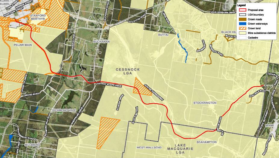 TRACK: A map showing the proposed 32 kilometre Richmond Vale Rail Trail pathway from Kurri Kurri to Shortland, which traverses Cessnock, Lake Macquarie and Newcastle local government areas.