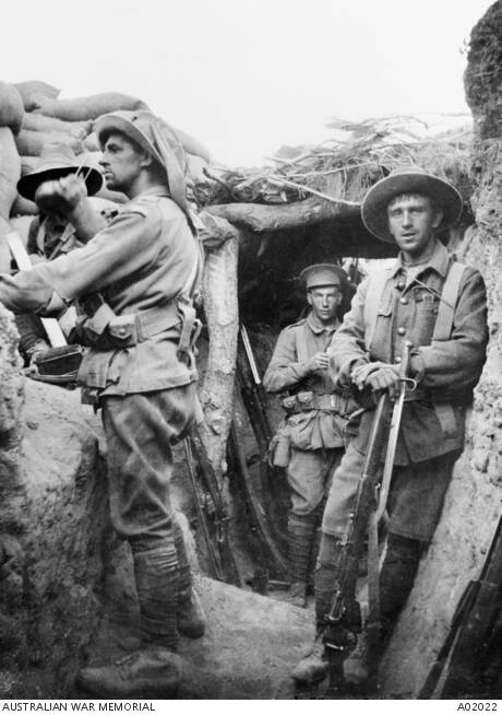 Australians in Lone Pine trenches. Picture: Australian War Memorial ID A02022