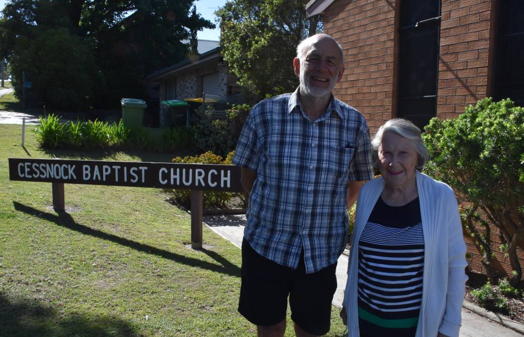 EVENT: Cessnock Baptist Church treasurer Les Wells and organist Myra Hill.