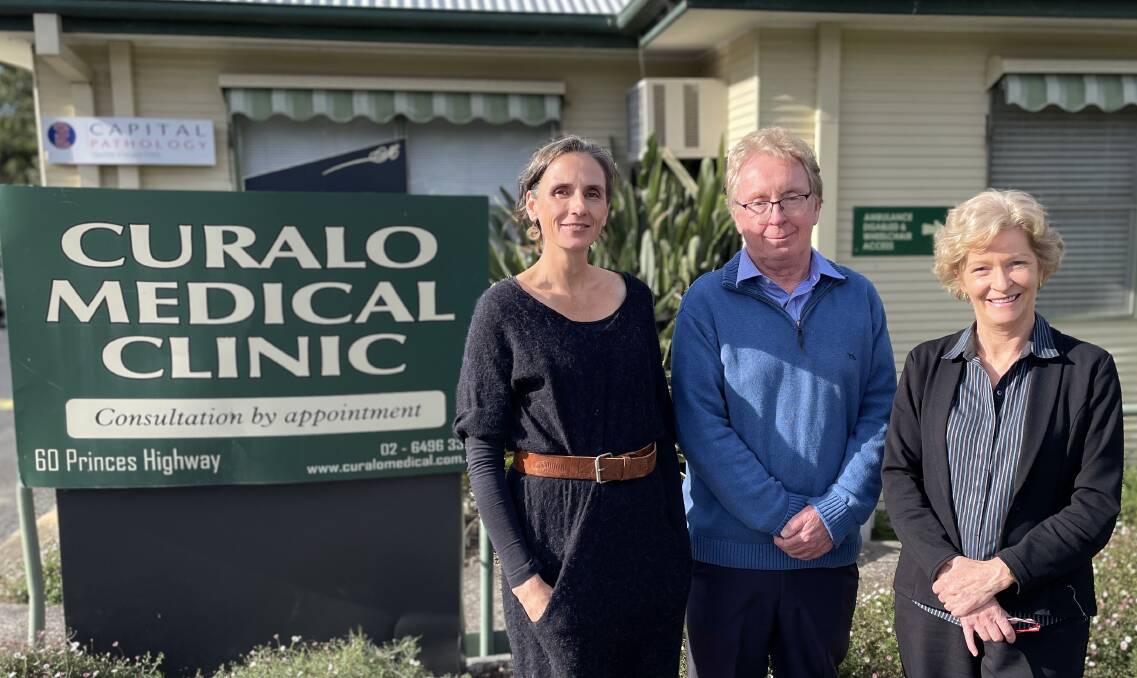 CoCO co-founder Belinda Morris with Dr Michael Pentin and practice manager Judy Thompson at the Curalo Medical Clinic. Picture by Denise Dion