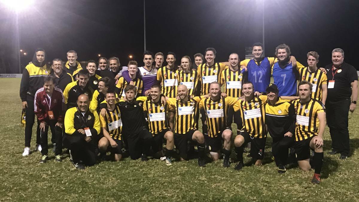 JUBILANT: The Cessnock Hornets after they had accounted for Lake Macquarie City in round four.