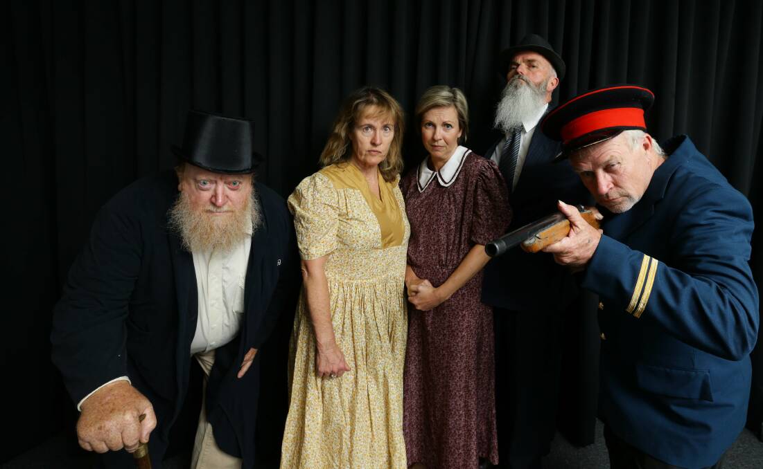 IN THE FIRING LINE: Cast members from left, Roger Wood, Tracey Gordon, Angela McKeown, Steven Bernasconi and David Murray. Picture: Jonathan Carroll