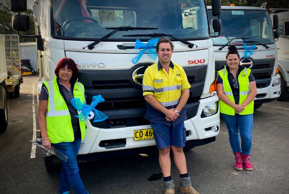 BLUE FOR A DAY: Councils Safety Risk and Coordinator Charmaine Bennett, Works and Operations team member Andrew McNamara and Human Resources Advisor Stacie McDonald.