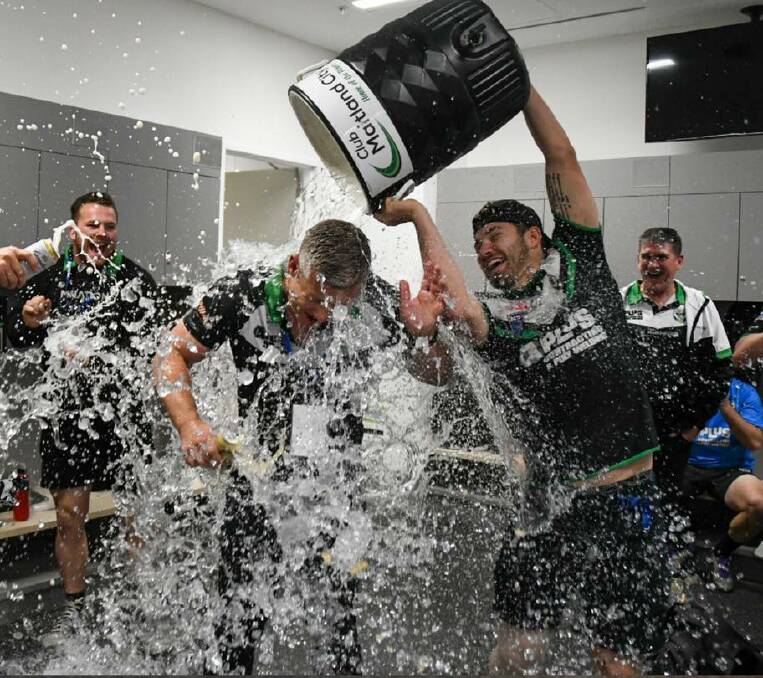 FLASHBACK: Maitlasnd celebrate the Presidents Cup win in September 2020 with coach Matt Lantry being drenched. Picture Smart Artist.