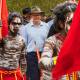 Prime Minister of Australia Anthony Albanese with Yolngu men during Garma Festival 2022 at Gulkula on July 29. Picture: Getty Images