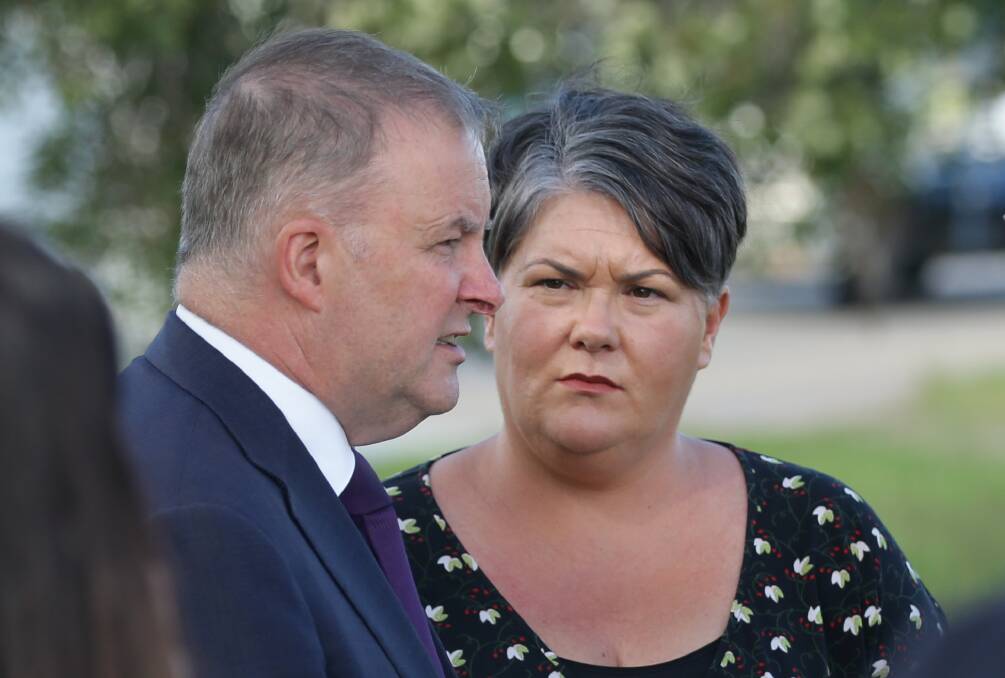 Meryl Swanson on the campaign trail with Anthony Albanese.