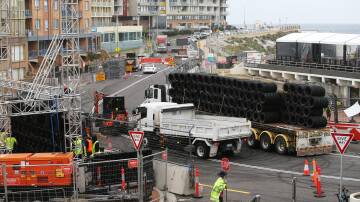 Contractors pack up race infrastructure in Shortland Esplanade in March. Picture by Peter Lorimer