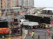 Contractors pack up race infrastructure in Shortland Esplanade in March. Picture by Peter Lorimer