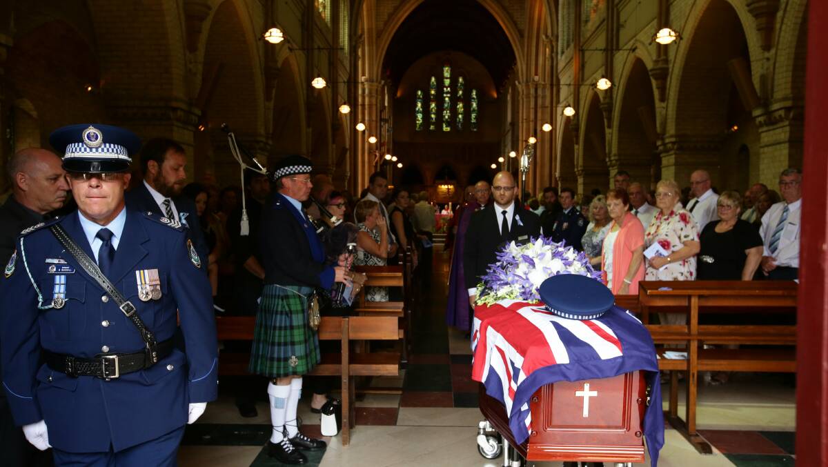 More than 1000 mourners gather in Newcastle to remember Sergeant Geoffrey Richardson. Pictures: Simone De Peak