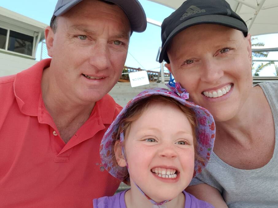FAMILY FUN (TOP): The Farrers - Greg, Isabelle and Claire - during their holiday to Noosa in August 2018. 