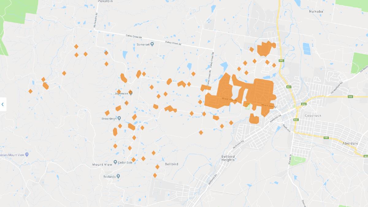 Power outages for around 1600 homes near Cessnock