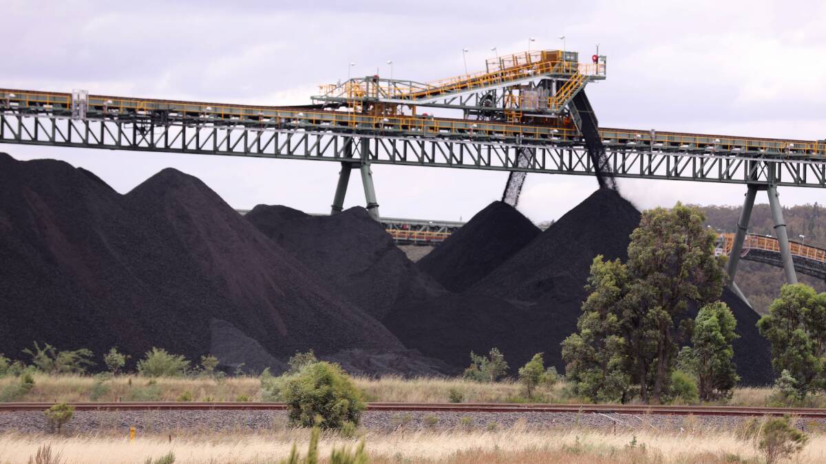 Risk: Coal outside an Upper Hunter coal mine stacked for transport to Newcastle port. 