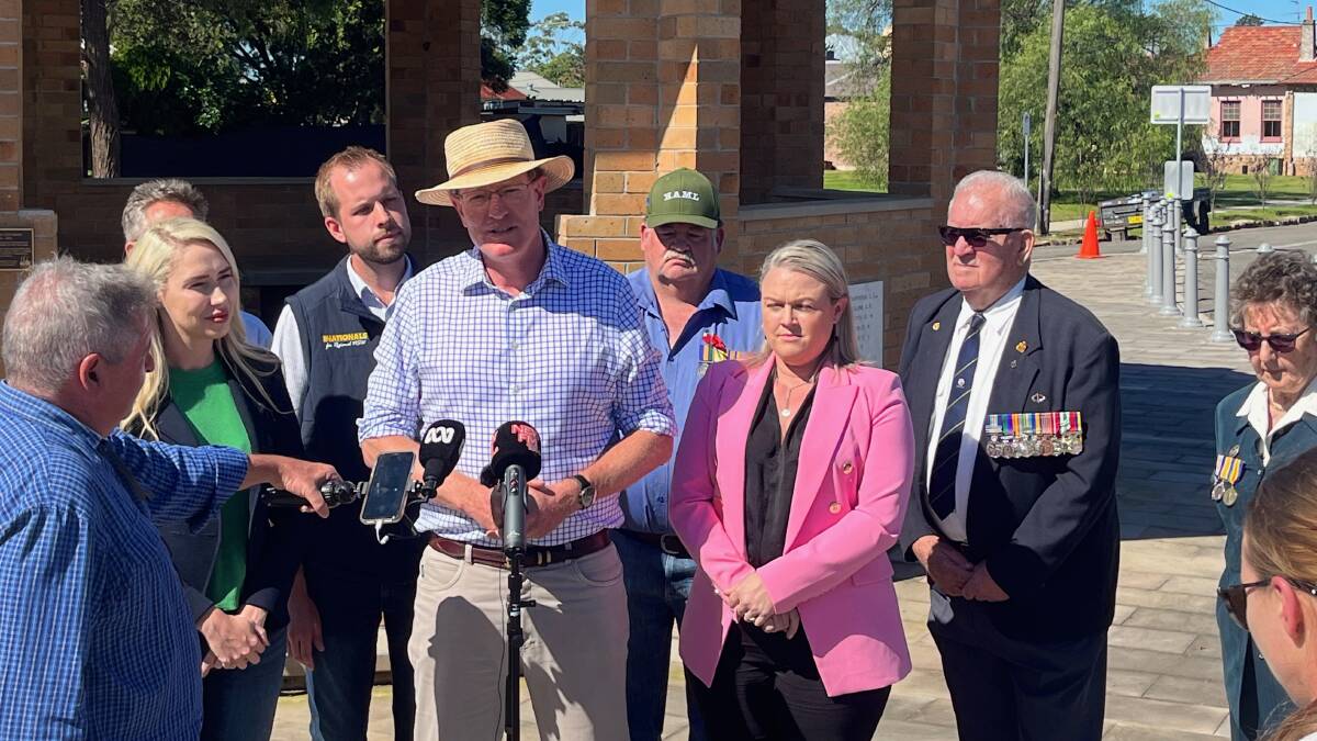 SUPPORT: Minister for Veterans' Affairs and Defence Personnel Andrew Gee with candidates and veterans in Branxton on April 21 to announce a Liberal-National government plan to establish a Veteran Wellbeing Centre in the Hunter region.
