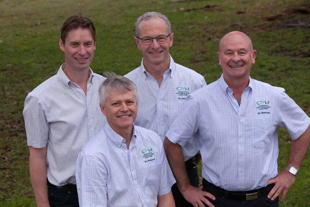 Perfect Partners: Practice owners Dr Rob Boyd, Dr David Barton, Dr Damian Burke and Dr Andrew Robins from Cessnock Veterinary Hospital. Photo: Supplied.