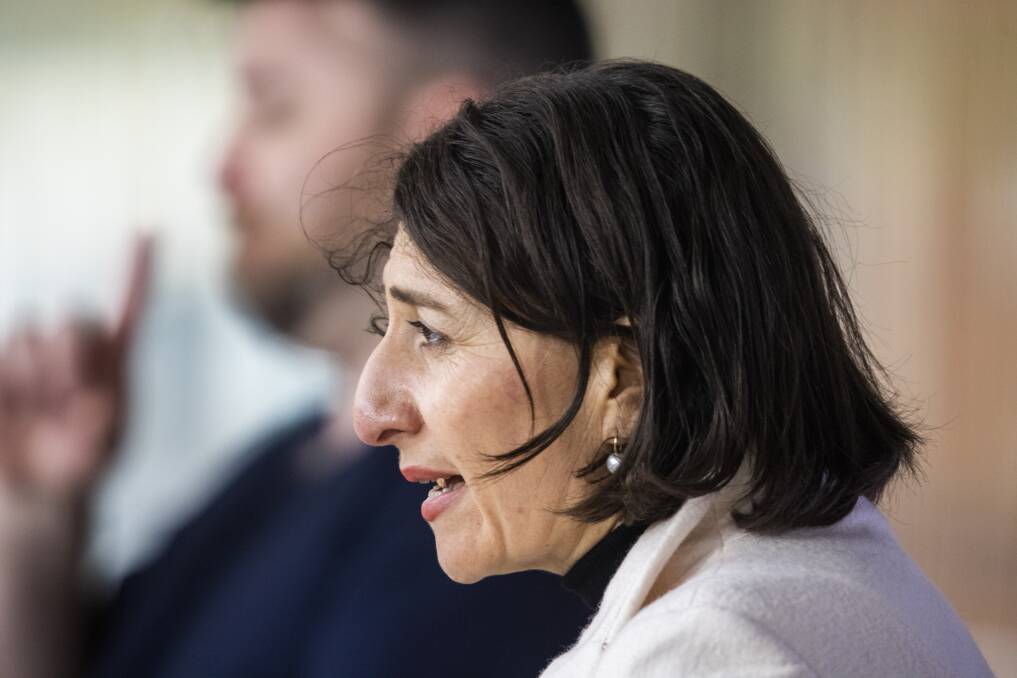 NSW Premier Gladys Berejiklian speaking during a COVID-19 update press conference on Saturday. Picture: Shutterstock