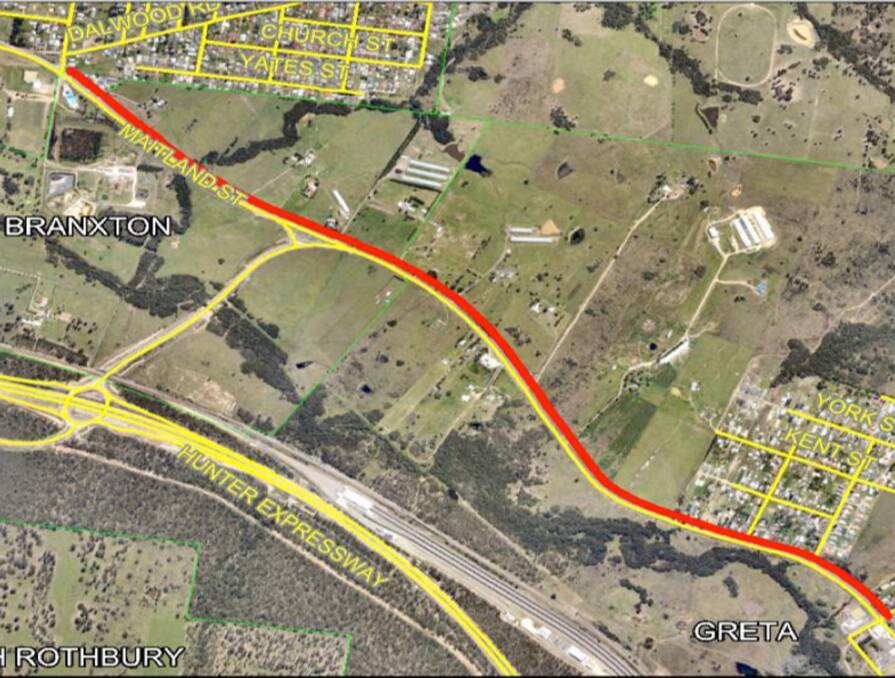 The route of the proposed memorial cycleway between Branxton and Greta. Picture: Courtesy, bgmc.org.au 
