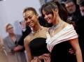 Zoe Saldana and Selena Gomez at the premiere of Emilia Perez at the Cannes film festival. (AP PHOTO)